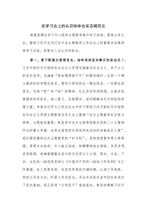 在学习会上的认识和体会发言稿范文.docx