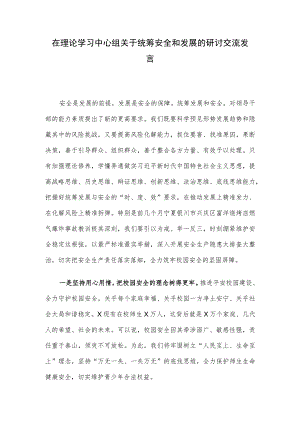 在理论学习中心组关于统筹安全和发展的研讨交流发言.docx