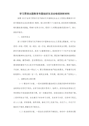 学习贯彻主题教育专题组织生活会检视剖析材料.docx