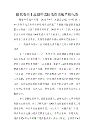镇党委关于巡察整改阶段性进展情况报告.docx