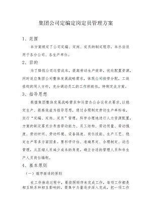 集团公司定岗定编定员管理方案.docx