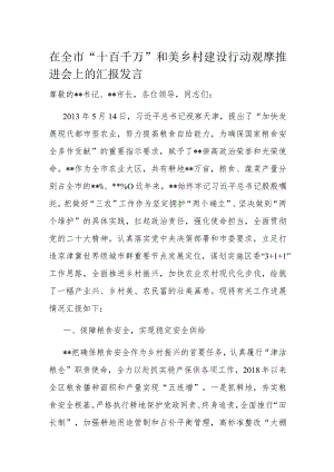 在全市“十百千万”和美乡村建设行动观摩推进会上的汇报发言.docx