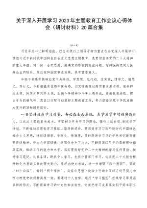 关于深入开展学习2023年主题教育工作会议心得体会（研讨材料）20篇合集.docx