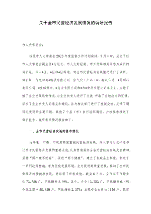 关于全市民营经济发展情况的调研报告.docx