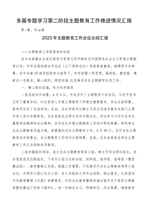 多篇专题学习第二阶段主题教育工作推进情况汇报.docx