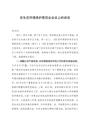 在生态环境保护委员会会议上的讲话提纲.docx