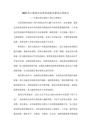 自贸试验区建设十周年心得体会一.docx