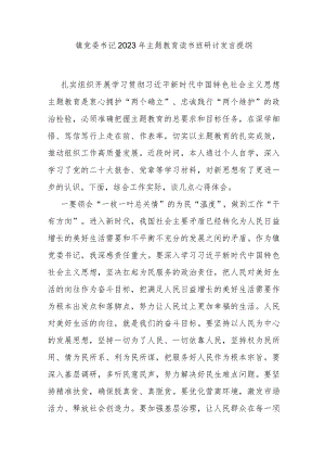 镇党委书记2023年主题教育读书班研讨发言提纲.docx