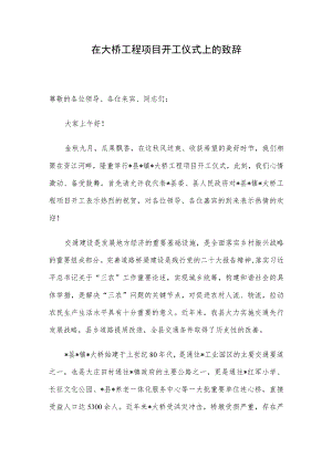 在大桥工程项目开工仪式上的致辞.docx