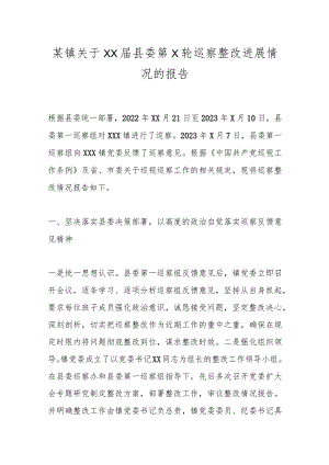 某镇关于XX届县委第X轮巡察整改进展情况的报告.docx