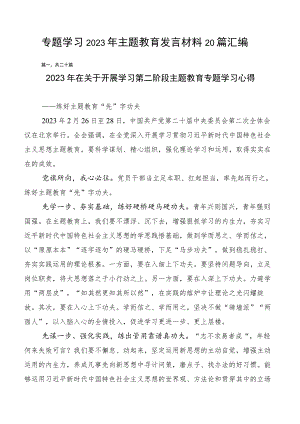 专题学习2023年主题教育发言材料20篇汇编.docx