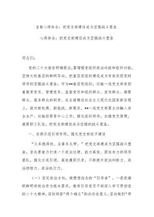 2篇心得体会：把党支部建设成为坚强战斗堡垒.docx