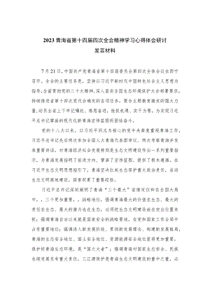 （9篇）2023青海省第十四届四次全会精神学习心得体会研讨发言材料范文.docx