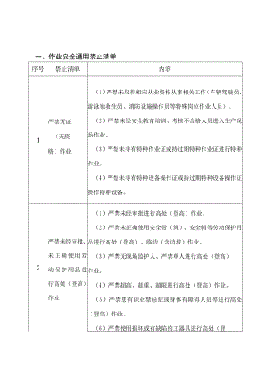 餐饮服务作业安全禁止清单.docx