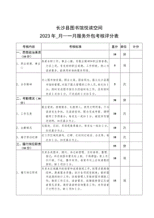 长沙县图书馆悦读空间2023年月-月服务外包考核评分表.docx