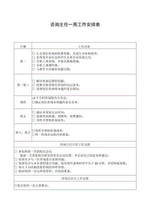 咨询主任一周工作安排表.docx