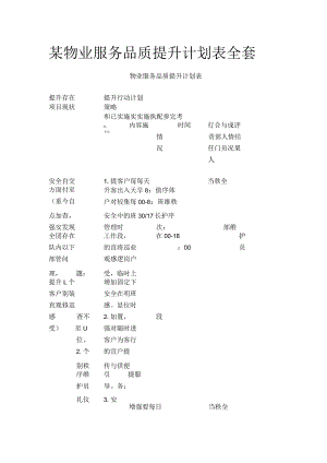 某物业服务品质提升计划表全套.docx
