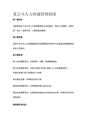 某公司人力资源管理制度.docx