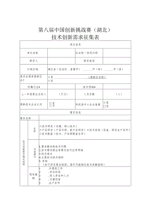第八届中国创新挑战赛湖北技术创新需求征集表.docx