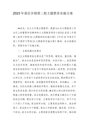 基层乡镇第二批主题教育实施方案.docx