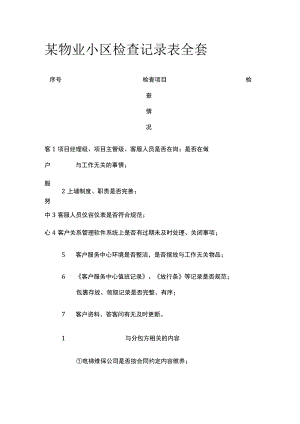 某物业小区检查记录表全套.docx