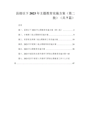 县级以下2023年主题教育实施方案（第二批）（共7篇）.docx