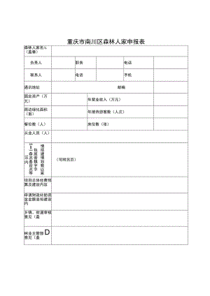 重庆市南川区森林人家申报表.docx