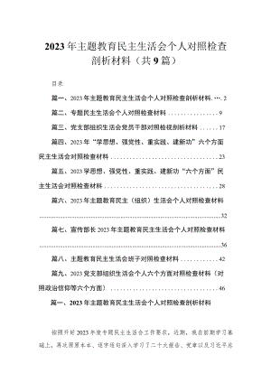 2023年主题教育民主生活会个人对照检查剖析材料（共9篇）.docx