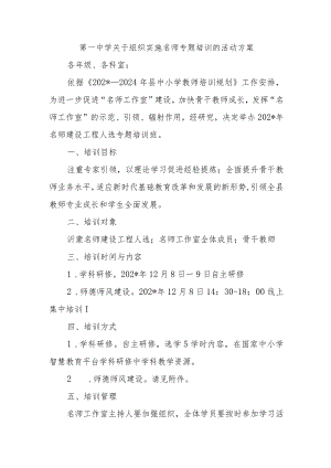 第一中学关于组织实施名师专题培训的活动方案.docx