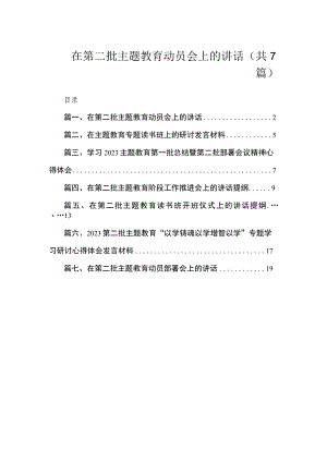 在第二批主题教育动员会上的讲话（共7篇）.docx
