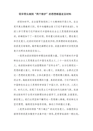 筑牢带头做到“两个维护”的思想根基发言材料.docx
