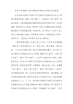 领导干部2023年度主题教育专题读书班研讨发言提纲范文.docx