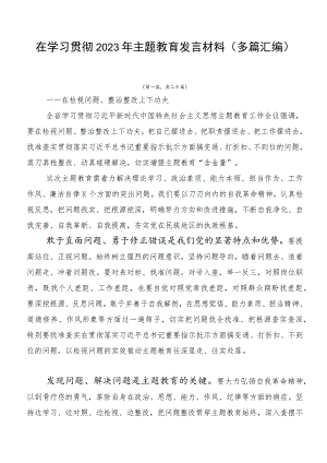 在学习贯彻2023年主题教育发言材料（多篇汇编）.docx