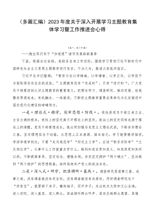 （多篇汇编）2023年度关于深入开展学习主题教育集体学习暨工作推进会心得.docx