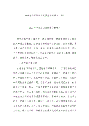 2023年干部培训班党性分析材料(二篇).docx