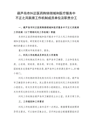 葫芦岛市纠正医药购销领域和医疗服务中不正之风联席工作机制成员单位及职责分工.docx