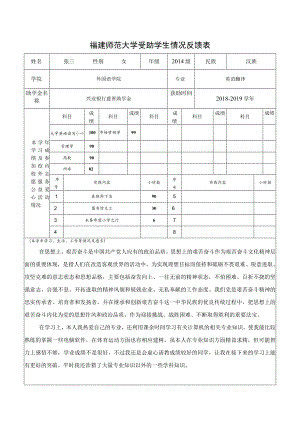 福建师范大学受助学生情况反馈表.docx