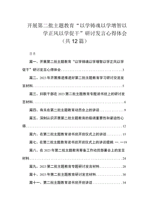 开展第二批主题教育“以学铸魂以学增智以学正风以学促干”研讨发言心得体会（共12篇）.docx