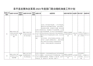 阜平县发展和改革局2023年度部门联合随机抽查工作计划.docx