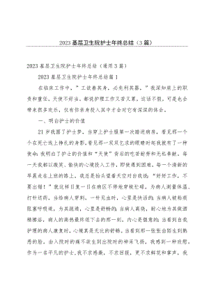 2023基层卫生院护士年终总结（3篇）.docx