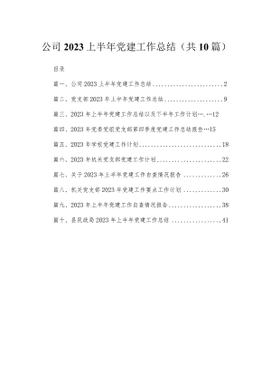 公司2023上半年党建工作总结（共10篇）.docx