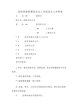 医院预算管理委员会人员组成及工作职责.docx