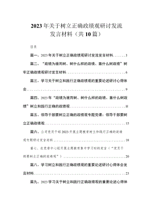 2023年关于树立正确政绩观研讨发流发言材料（共10篇）.docx