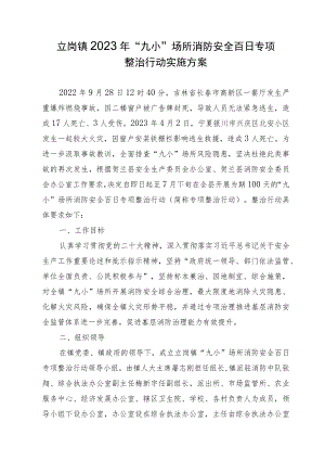 立岗镇2023年“九小”场所消防安全百日专项整治行动实施方案.docx