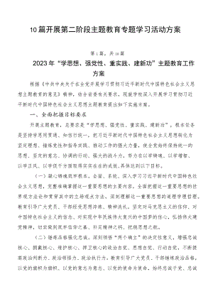 10篇开展第二阶段主题教育专题学习活动方案.docx