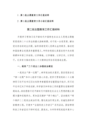 2023第二批主题教育工作汇报材料参考范文2篇.docx