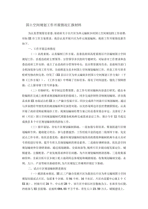 国土空间规划工作开展情况汇报材料.docx