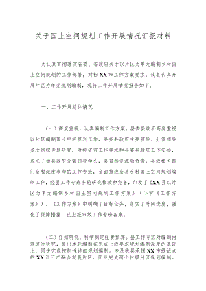 关于国土空间规划工作开展情况汇报材料.docx