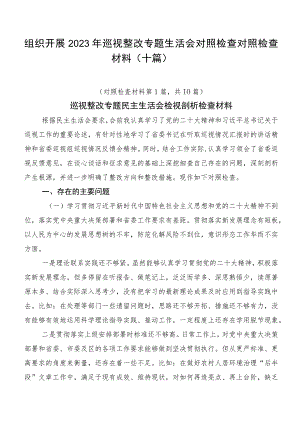 组织开展2023年巡视整改专题生活会对照检查对照检查材料（十篇）.docx