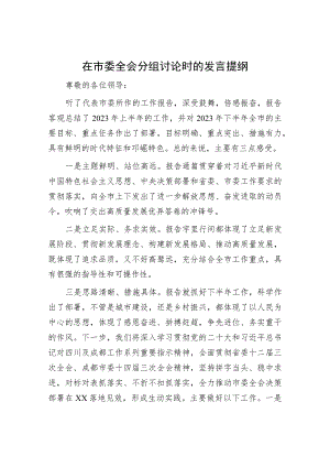 在市委全会分组讨论时的发言提纲.docx
